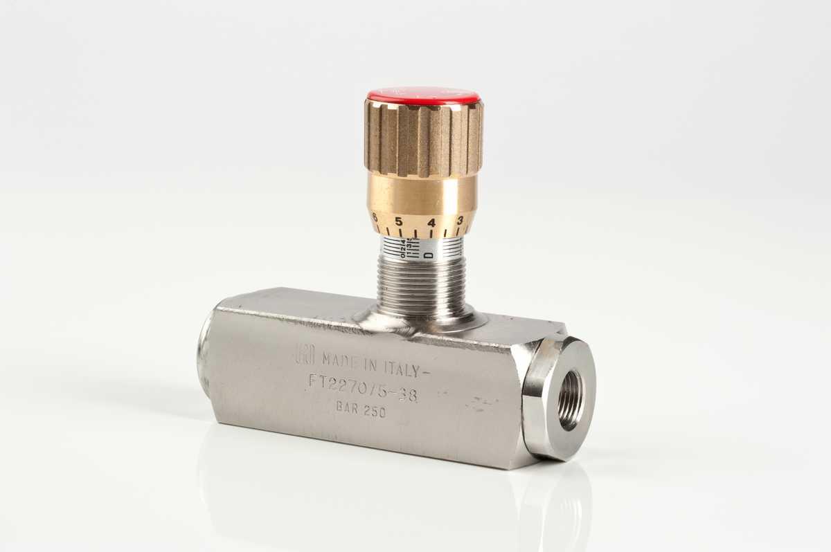 In line pressure compensated single-acting flow control valves
