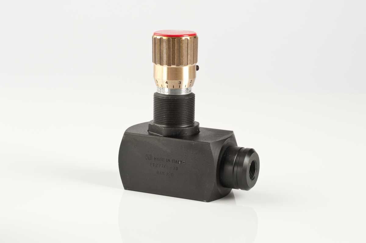 In line pressure compensated single-acting flow control valves