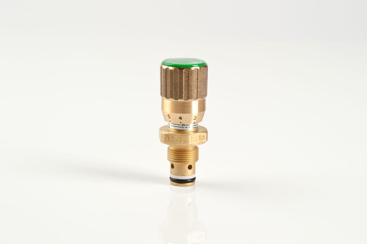 Microfine cartridge double-acting flow control valves