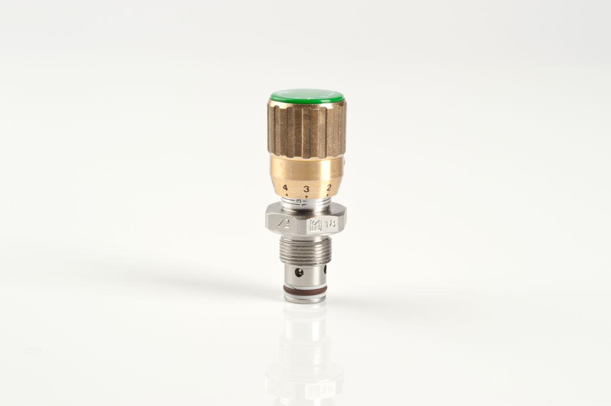 Microfine cartridge double-acting flow control valves